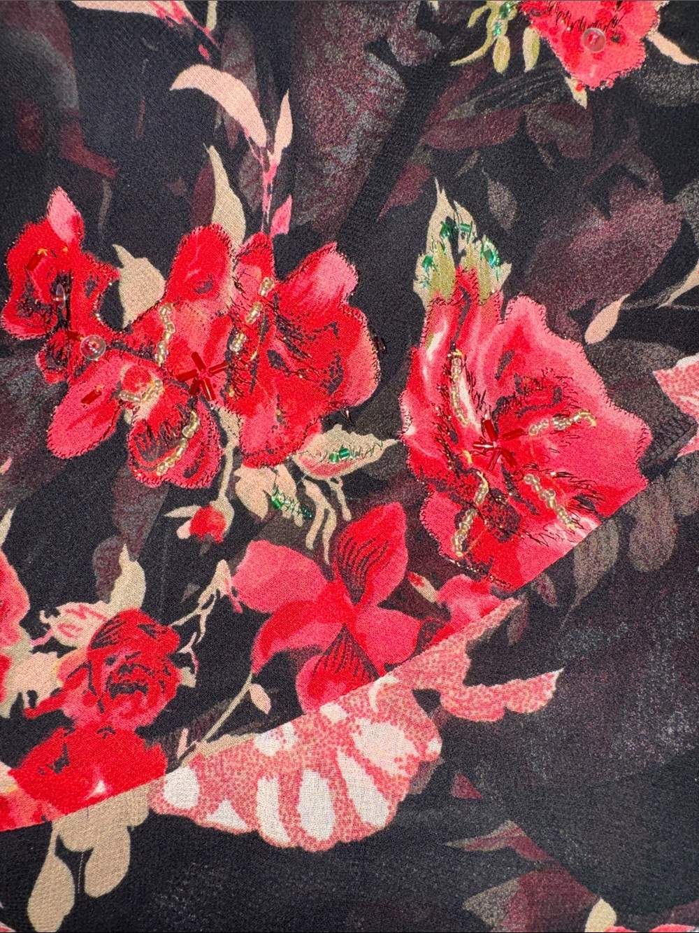 Vintage connected apparel Black Midi Dress with Pink Floral Print💕 - Picture 8 of 8